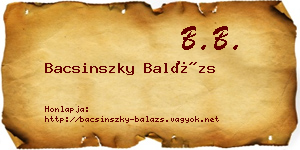 Bacsinszky Balázs névjegykártya